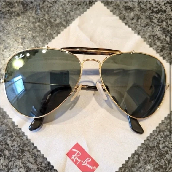 Ray-Ban NWOT Havana outdoorsman collection Gold Aviator Sunglasses unisex - Picture 2 of 6